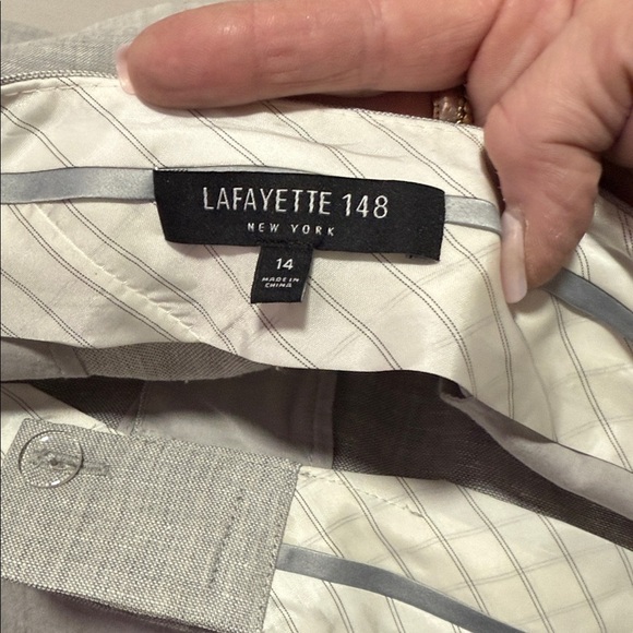 Lafayette 148 New York NWOT Soft Gray Dalton Linen/Wool Blend Trouser Size 14 - Picture 11 of 12